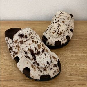 Grenson Annalise Calf Hair Clog Sandals - Size 8
